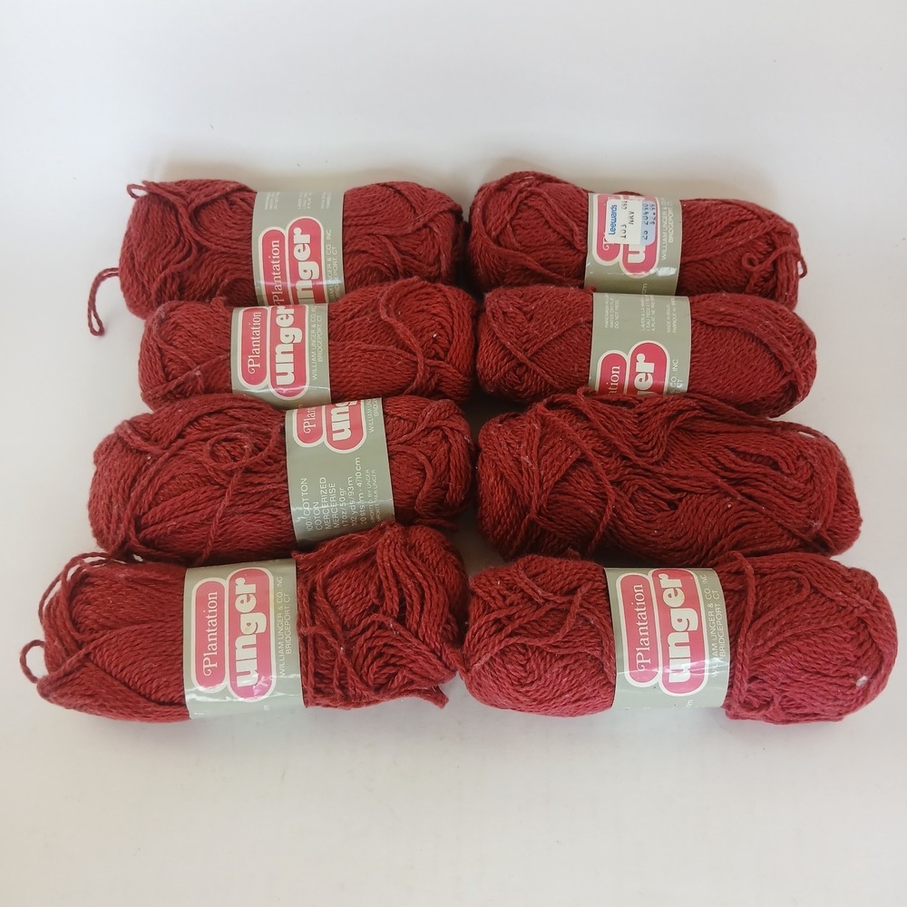 Vtg Unger Plantation Yarn Medium Worsted 100% Cotton 379 Lot 548 8 Skeins NOS